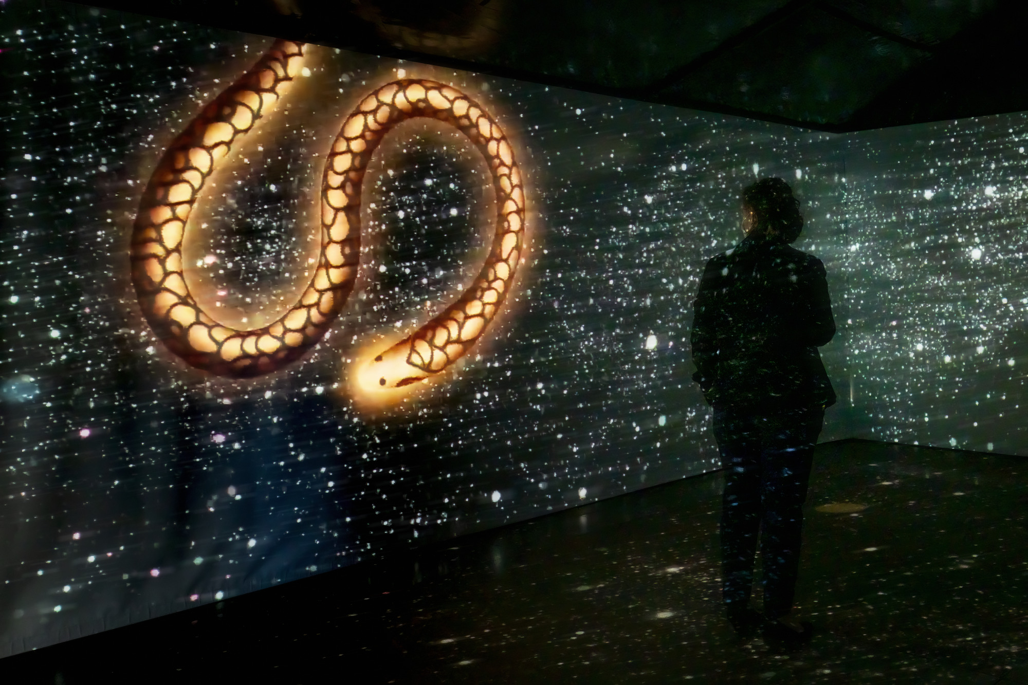 Digital display of lights in Songlines exhibition